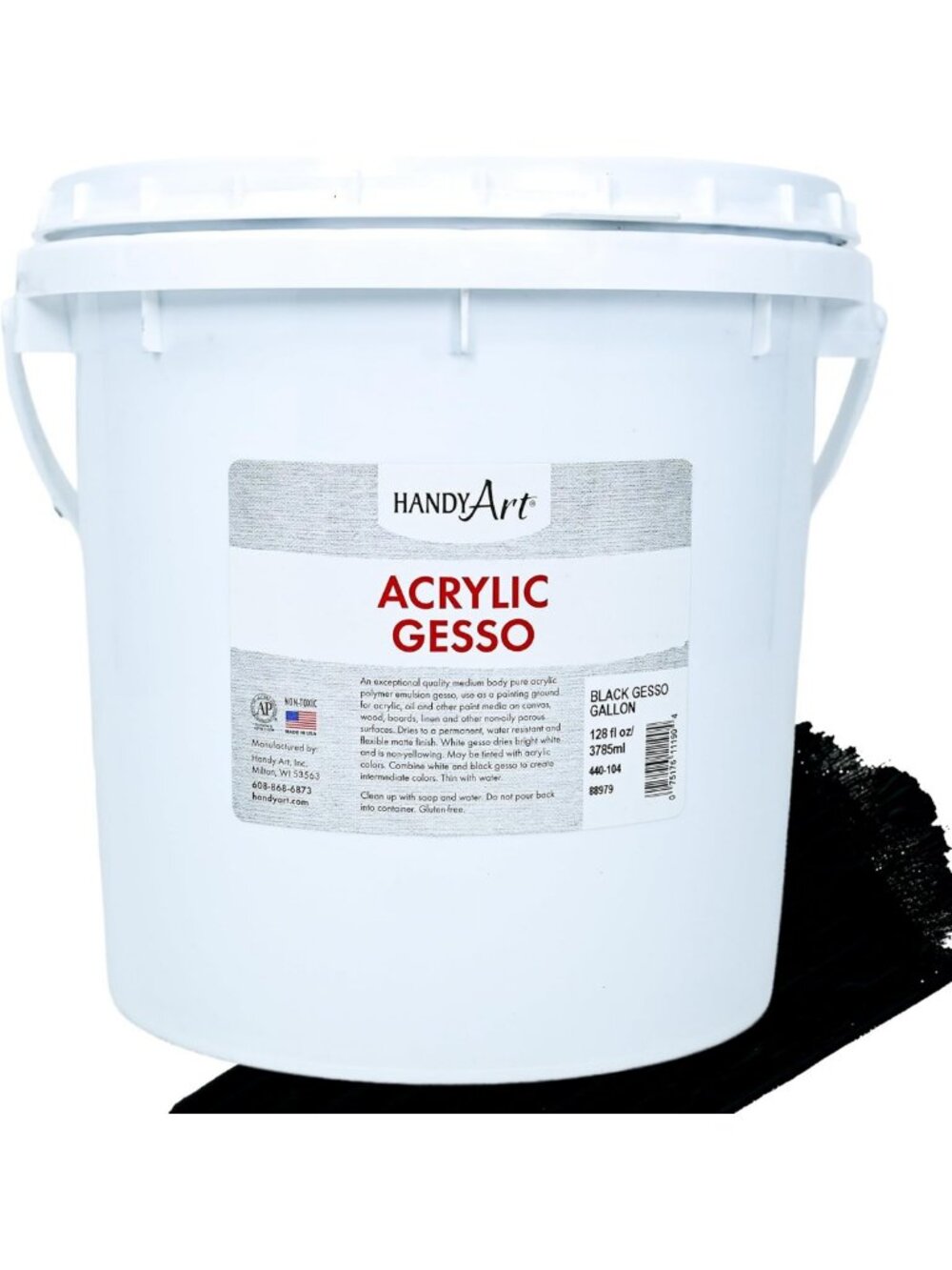Acrylic Gesso Primer - Black Gallon for Canvas & Wood, Enhances Paint Adhesion